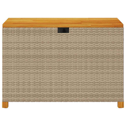 vidaXL Garden Storage Box Beige 110x55x63 cm Poly Rattan Acacia Wood