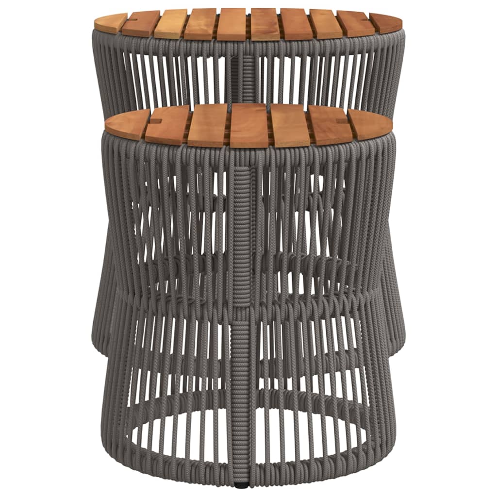 vidaXL Garden Side Tables 2 pcs with Wooden Top Grey Poly Rattan