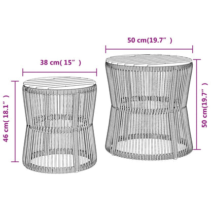 vidaXL Garden Side Tables 2 pcs with Wooden Top Beige Poly Rattan