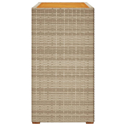 vidaXL Garden Side Table with Wooden Top Beige 100x40x75 cm Poly Rattan