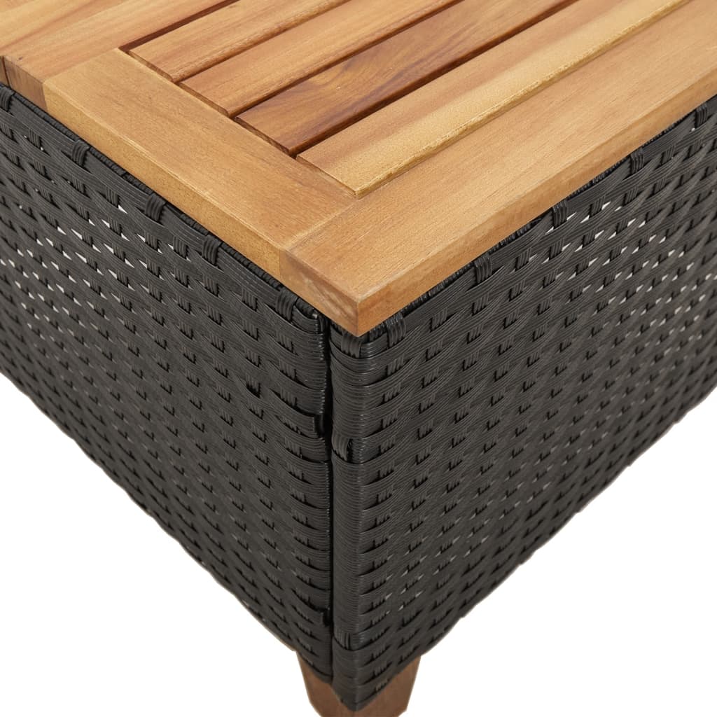 vidaXL Garden Table Black 45x45x37 cm Poly Rattan Acacia Wood
