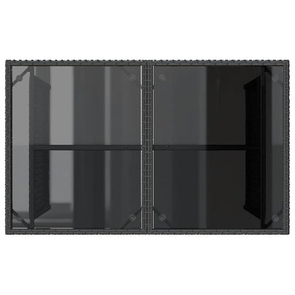 vidaXL Garden Table with Glass Top Black 110x68x70 cm Poly Rattan