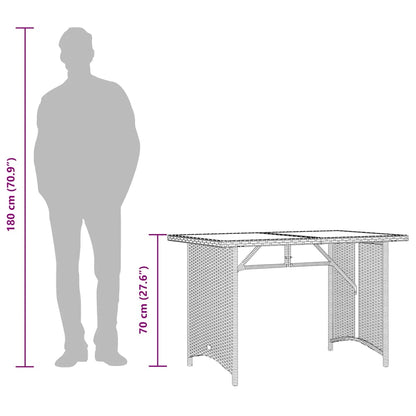 vidaXL Garden Table with Glass Top Black 110x68x70 cm Poly Rattan
