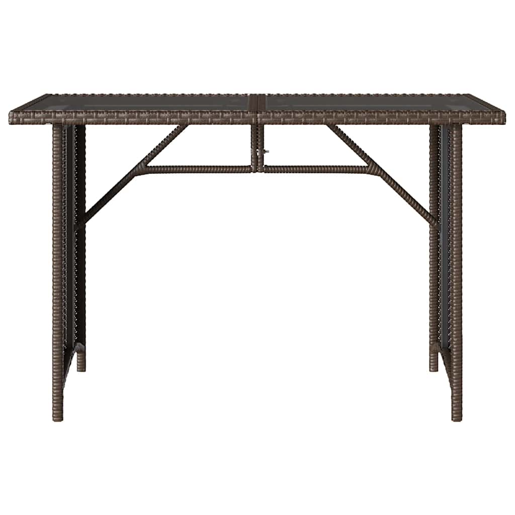 vidaXL Garden Table with Glass Top Brown 110x68x70 cm Poly Rattan