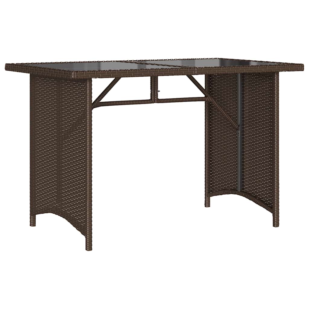 vidaXL Garden Table with Glass Top Brown 110x68x70 cm Poly Rattan