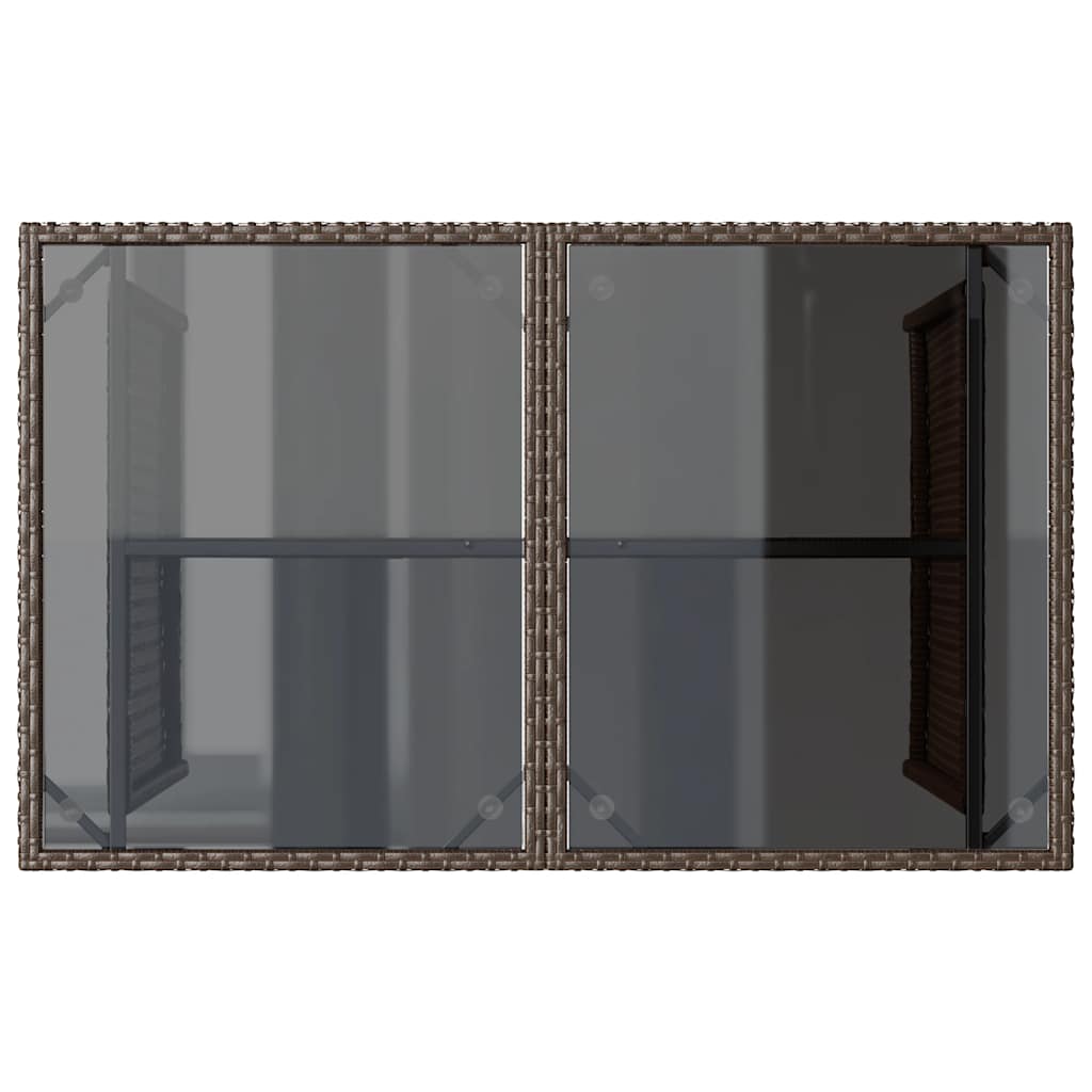 vidaXL Garden Table with Glass Top Brown 110x68x70 cm Poly Rattan