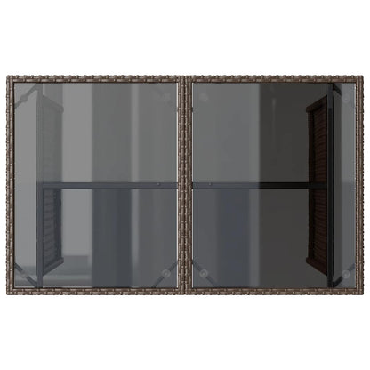 vidaXL Garden Table with Glass Top Brown 110x68x70 cm Poly Rattan