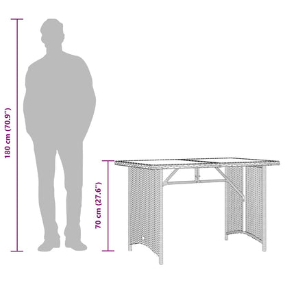 vidaXL Garden Table with Glass Top Beige 110x68x70 cm Poly Rattan