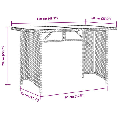 vidaXL Garden Table with Wooden Top Beige 110x68x70 cm Poly Rattan