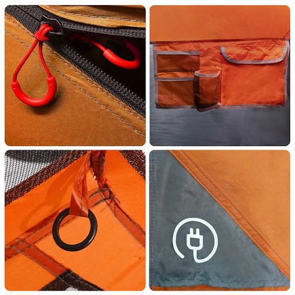 vidaXL Family Tent 10-Person Grey and Orange Quick Release Waterproof