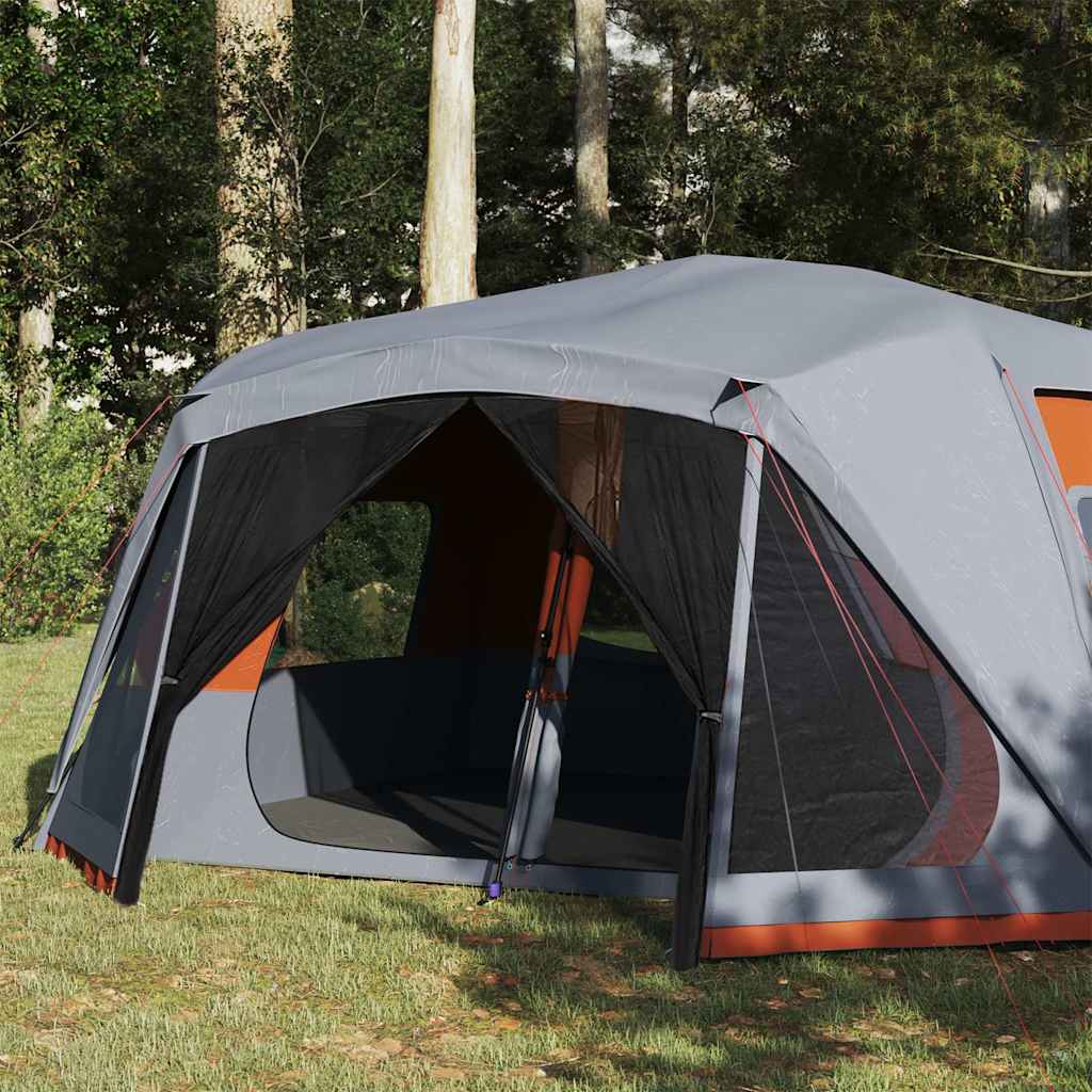 vidaXL Family Tent 10-Person Grey and Orange Quick Release Waterproof