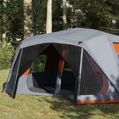 vidaXL Family Tent 10-Person Grey and Orange Quick Release Waterproof