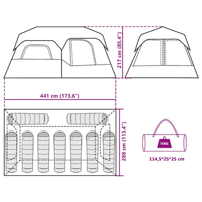 vidaXL Family Tent 9-Person Grey and Orange Quick Release Waterproof