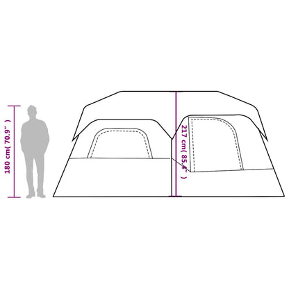 vidaXL Family Tent 9-Person Grey and Orange Quick Release Waterproof