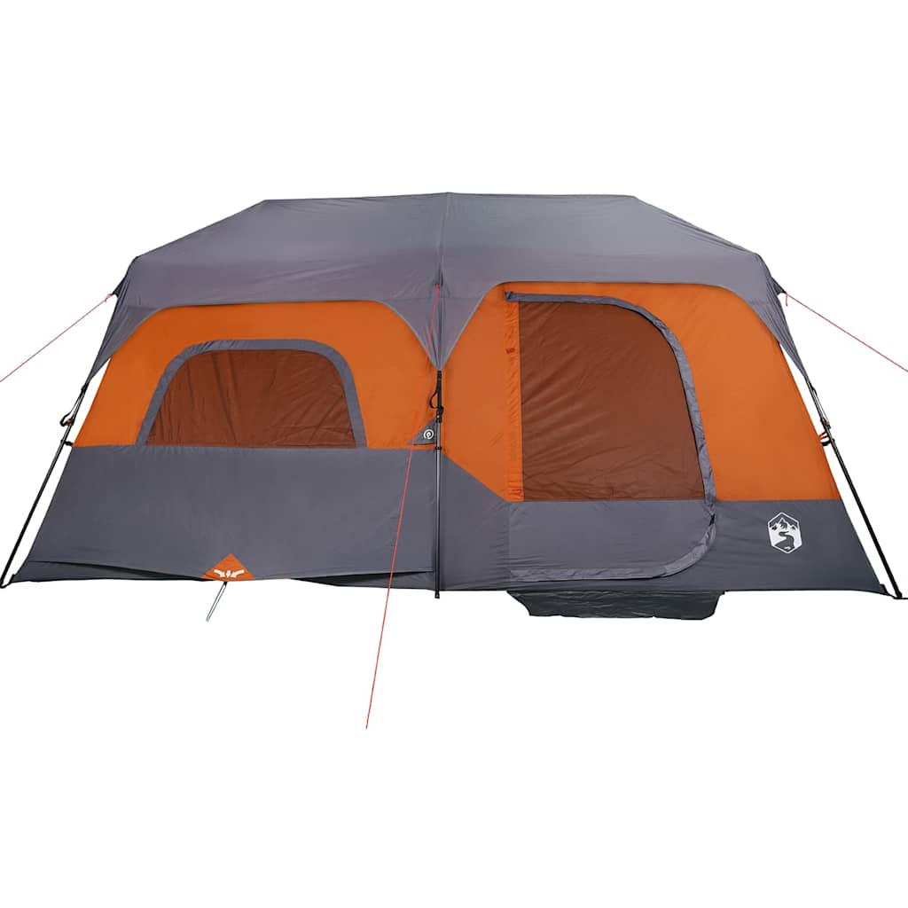 vidaXL Family Tent 9-Person Grey and Orange Quick Release Waterproof