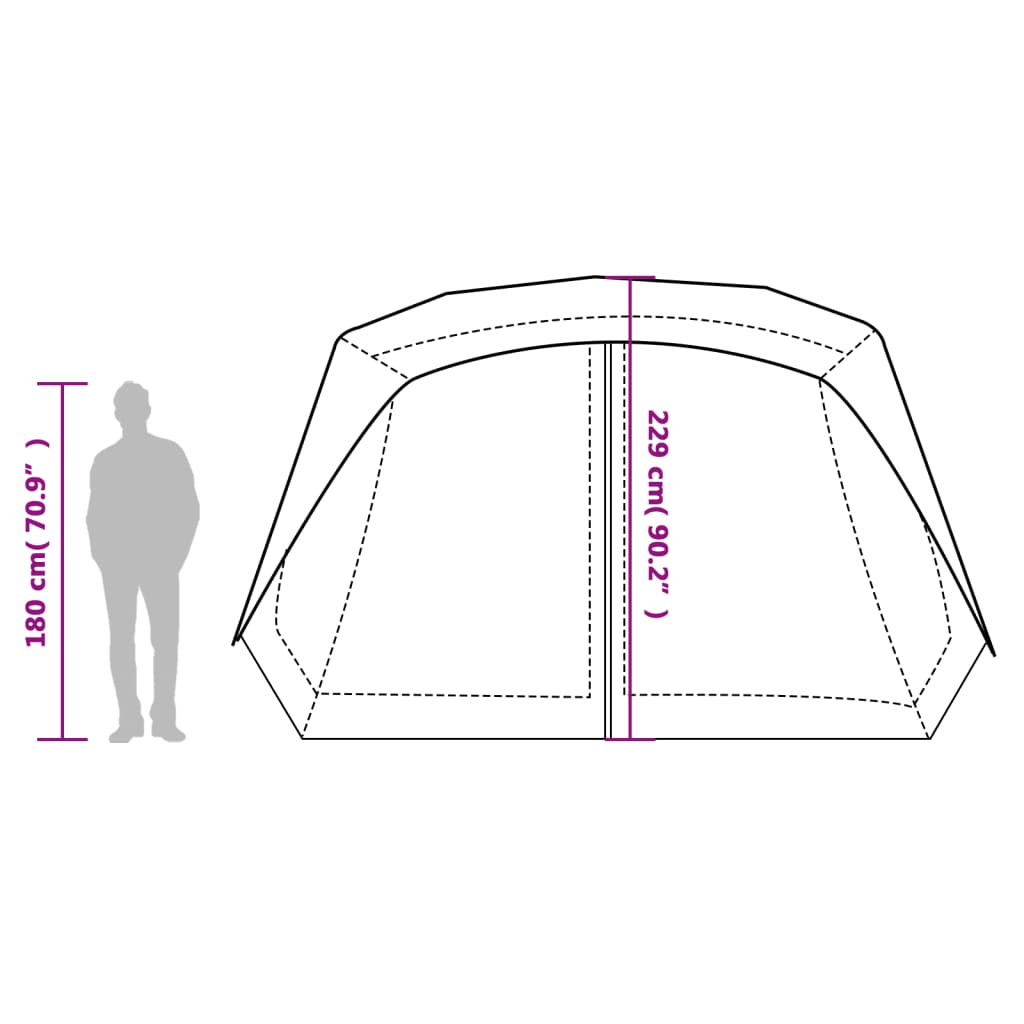 vidaXL Family Tent with LED 10-Person Light Grey and Orange Quick Release