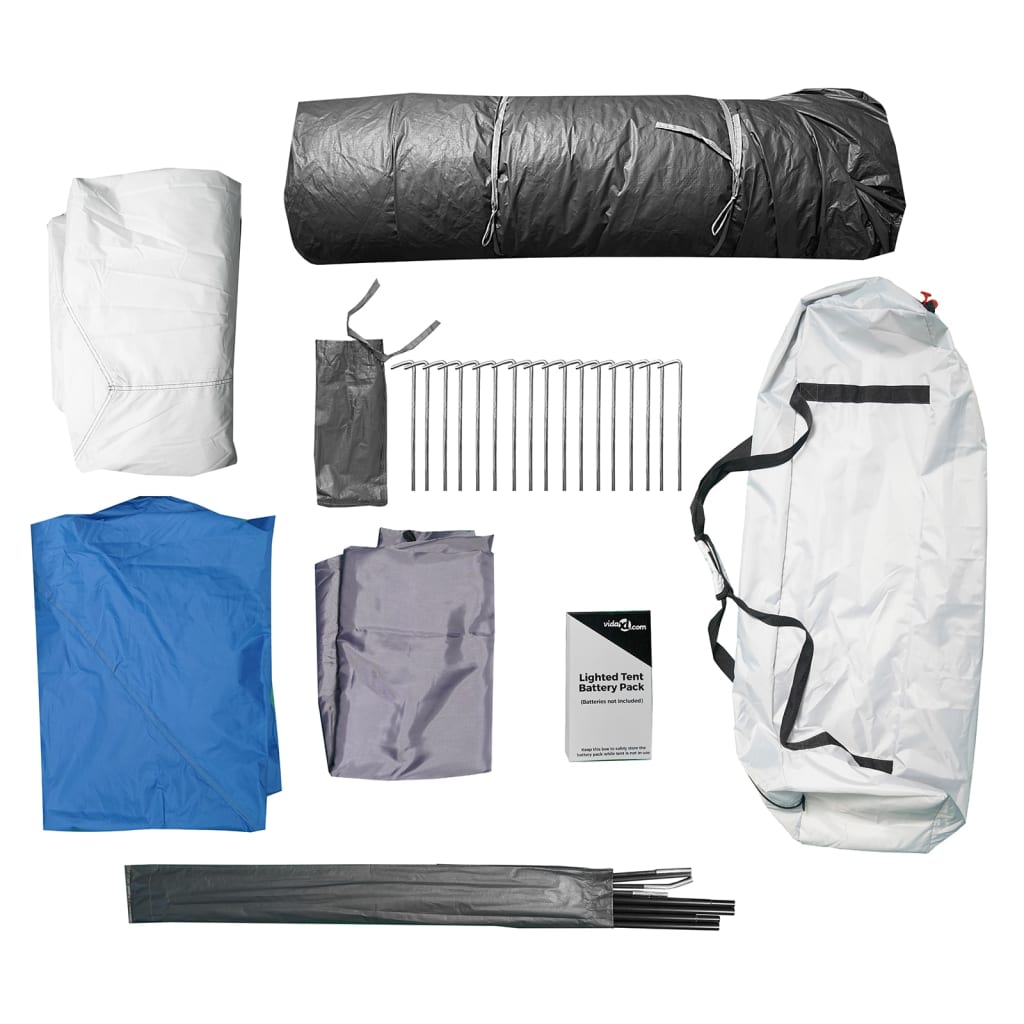 vidaXL Family Tent with LED 9-Person Light Blue Quick Release