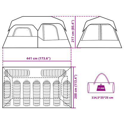 vidaXL Family Tent with LED 9-Person Light Blue Quick Release