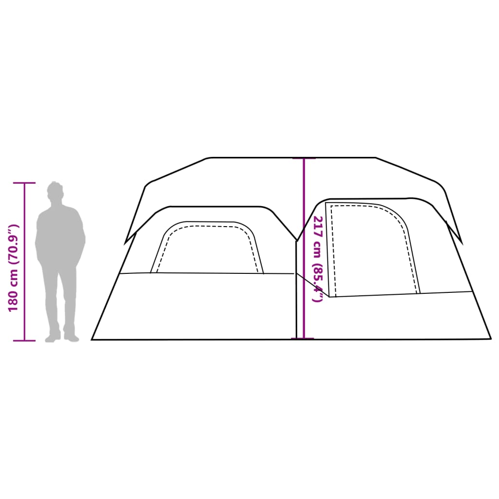 vidaXL Family Tent with LED 9-Person Light Green Quick Release