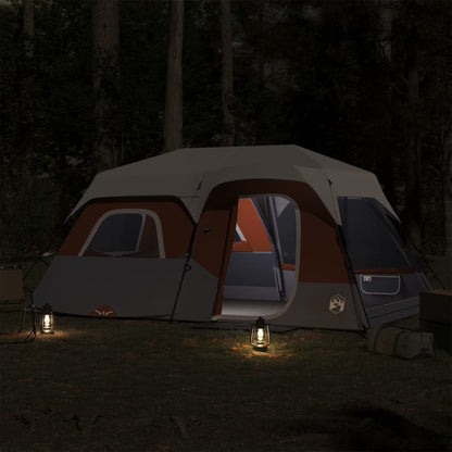 vidaXL Family Tent with LED 9-Person Light Grey and Orange Quick Release