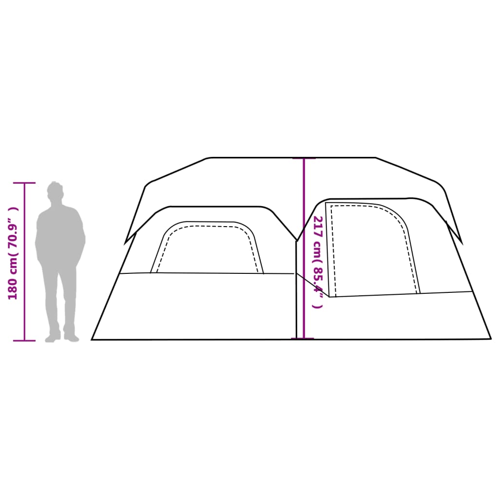 vidaXL Family Tent with LED 9-Person Light Grey and Orange Quick Release