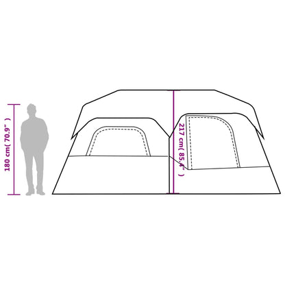 vidaXL Family Tent with LED 9-Person Light Grey and Orange Quick Release