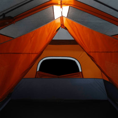 vidaXL Family Tent with LED 9-Person Light Grey and Orange Quick Release