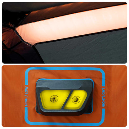 vidaXL Family Tent with LED 9-Person Light Grey and Orange Quick Release