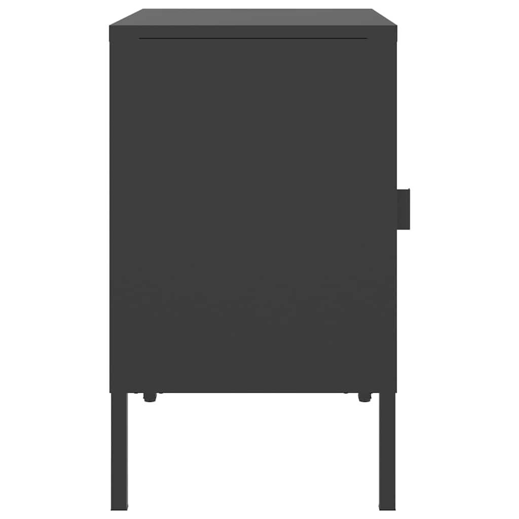 vidaXL Nightstand | Set of 2 | Black | Powder-coated steel, fluted glass