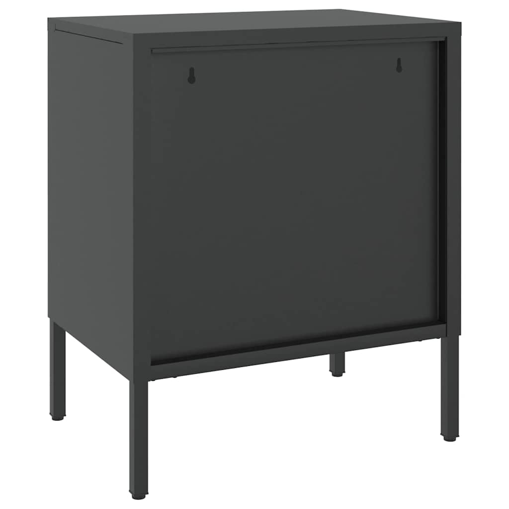 vidaXL Nightstand | Set of 2 | Black | Powder-coated steel, fluted glass