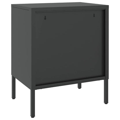 vidaXL Nightstand | Set of 2 | Black | Powder-coated steel, fluted glass