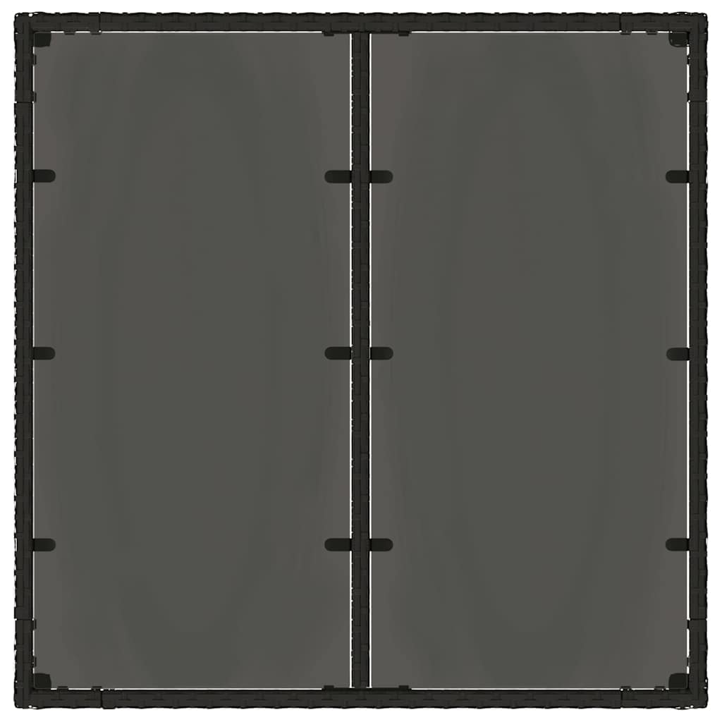 vidaXL Garden Table with Glass Top Black 90x90x75 cm Poly Rattan - 25525