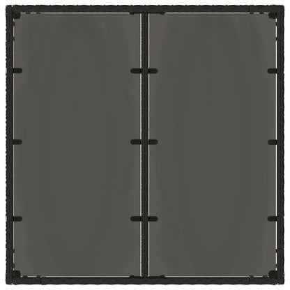 vidaXL Garden Table with Glass Top Black 90x90x75 cm Poly Rattan - 25525