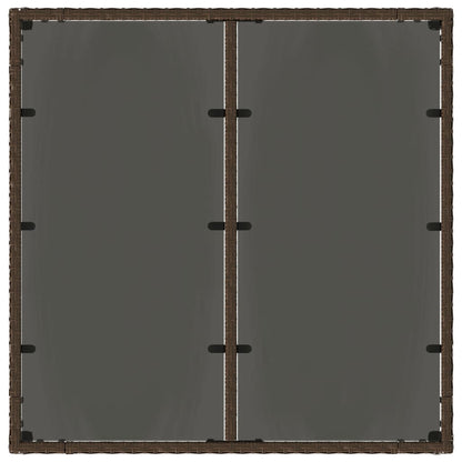 vidaXL Garden Table with Glass Top Brown 90x90x75 cm Poly Rattan - 25526