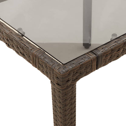 vidaXL Garden Table with Glass Top Brown 90x90x75 cm Poly Rattan - 25526