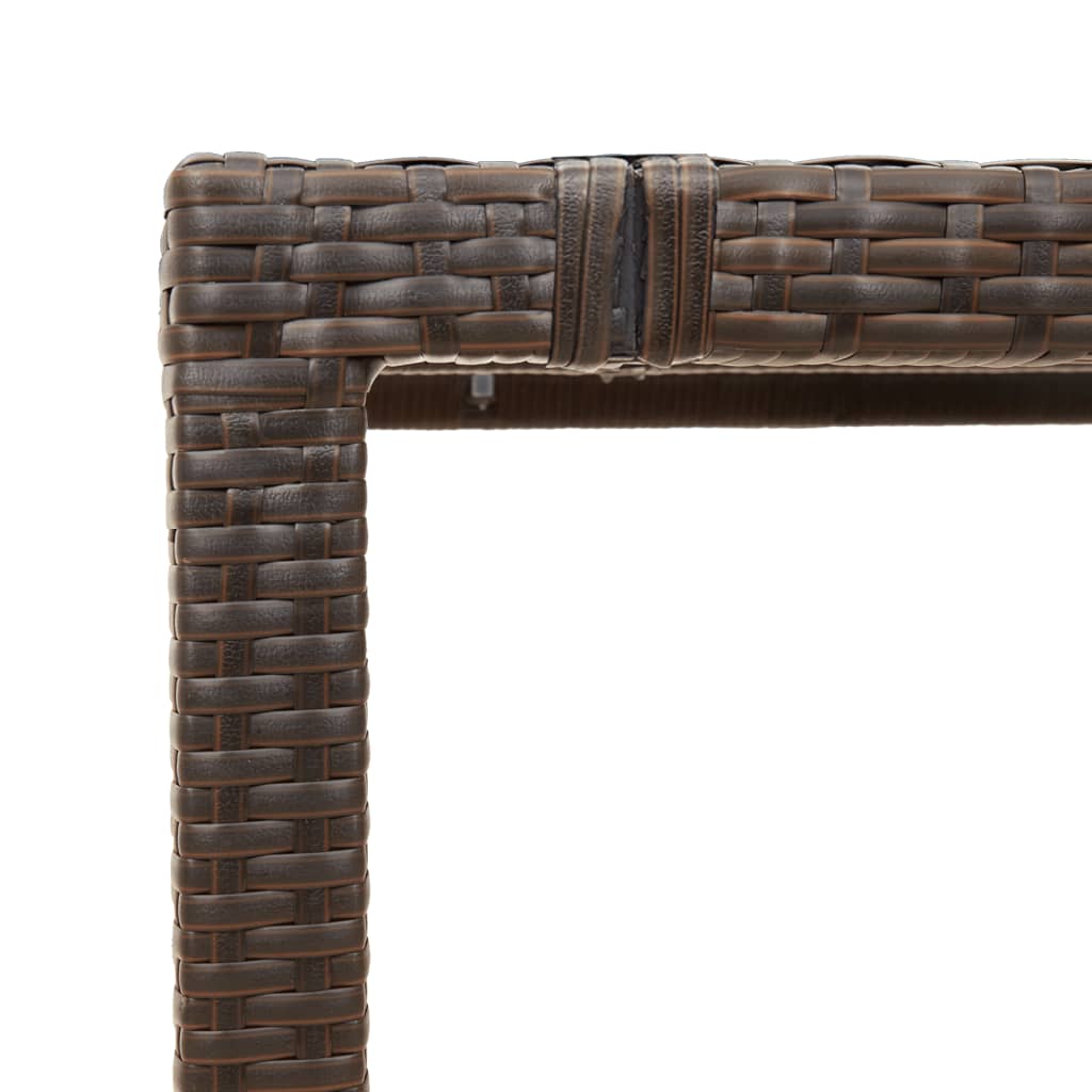 vidaXL Garden Table with Glass Top Brown 90x90x75 cm Poly Rattan - 25526