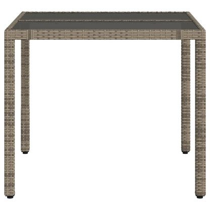 vidaXL Garden Table with Glass Top Grey 90x90x75 cm Poly Rattan - 25535