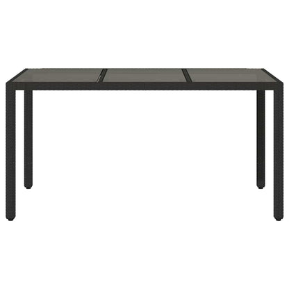 vidaXL Garden Table with Glass Top Black 150x90x75 cm Poly Rattan - 25540
