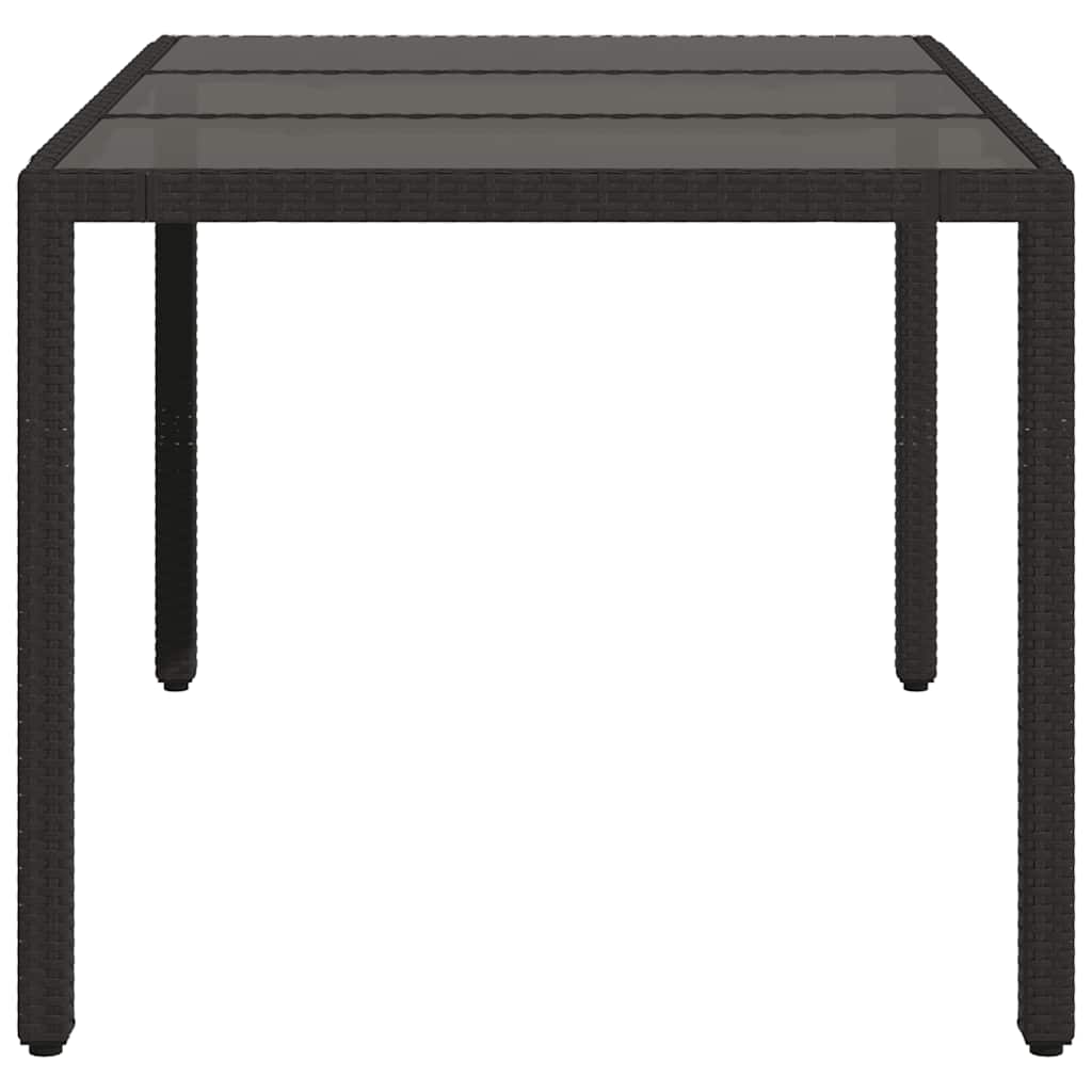 vidaXL Garden Table with Glass Top Black 150x90x75 cm Poly Rattan - 25540