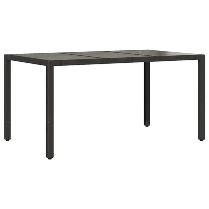 vidaXL Garden Table with Glass Top Black 150x90x75 cm Poly Rattan - 25540
