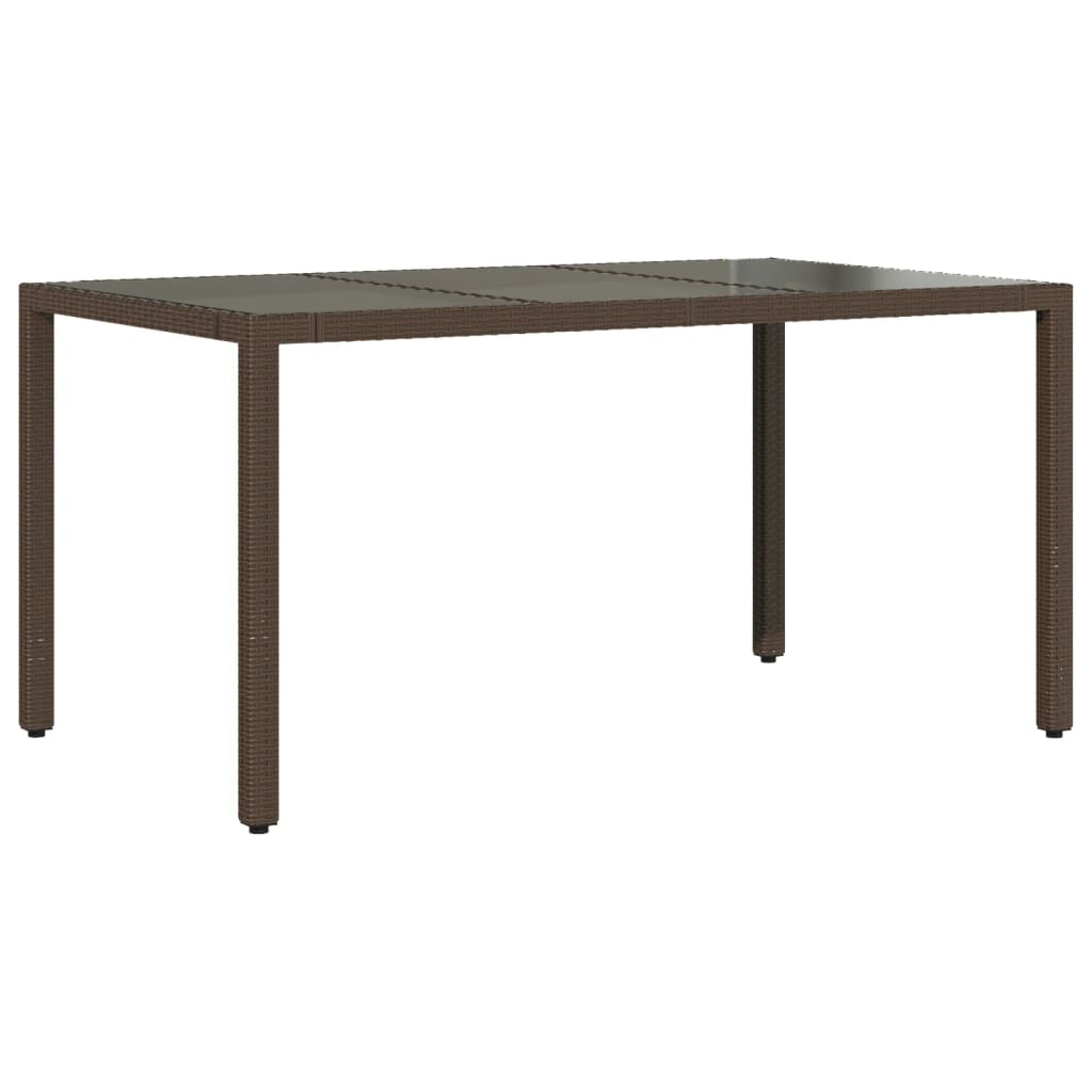 vidaXL Garden Table with Glass Top Brown 150x90x75 cm Poly Rattan - 25542