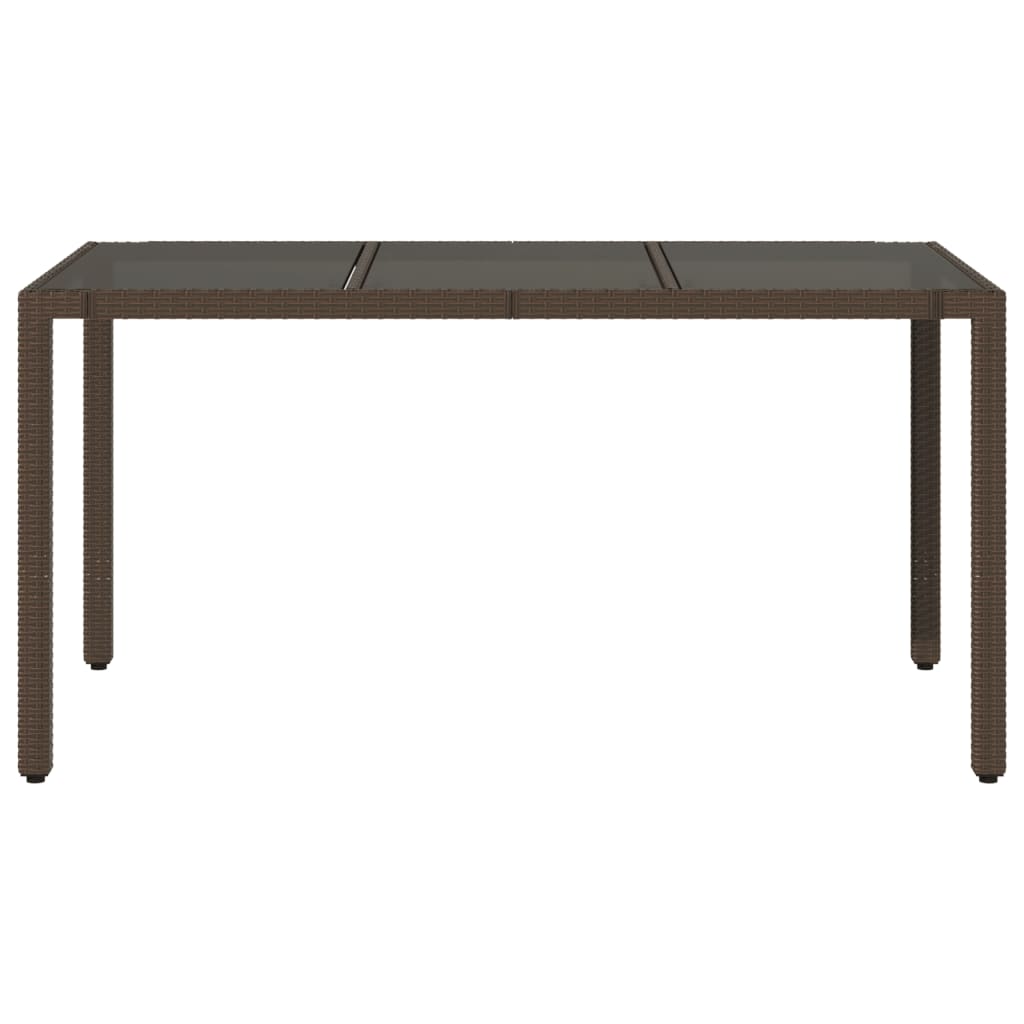 vidaXL Garden Table with Glass Top Brown 150x90x75 cm Poly Rattan - 25542