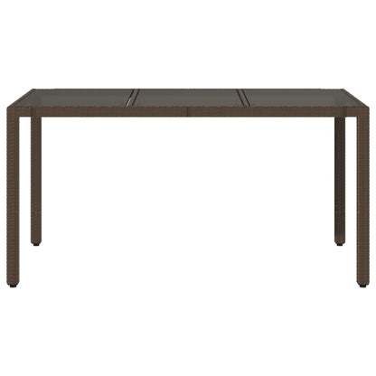 vidaXL Garden Table with Glass Top Brown 150x90x75 cm Poly Rattan - 25542
