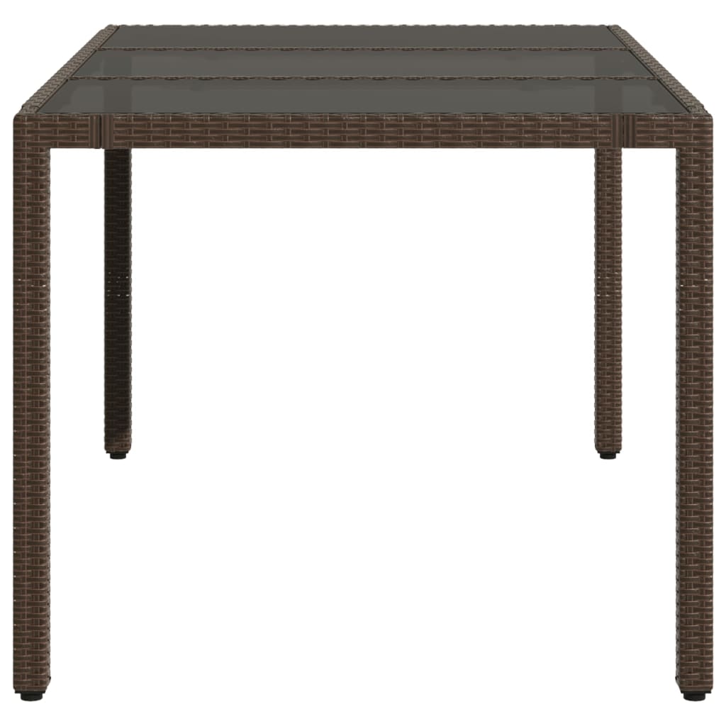 vidaXL Garden Table with Glass Top Brown 150x90x75 cm Poly Rattan - 25542