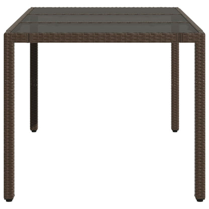 vidaXL Garden Table with Glass Top Brown 150x90x75 cm Poly Rattan - 25542