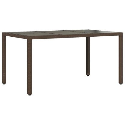 vidaXL Garden Table with Glass Top Brown 150x90x75 cm Poly Rattan - 25542