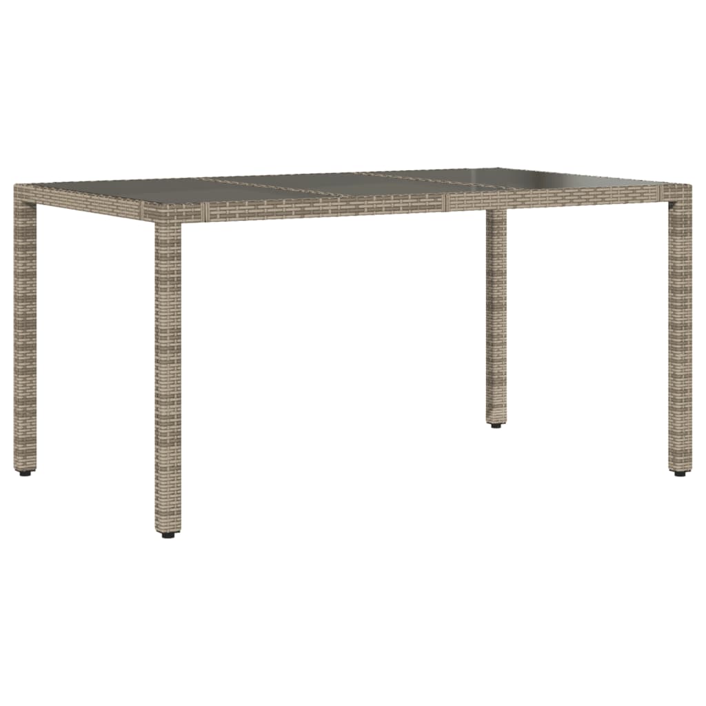 vidaXL Garden Table with Glass Top Grey 150x90x75 cm Poly Rattan - 25555