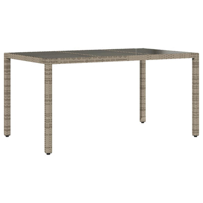 vidaXL Garden Table with Glass Top Grey 150x90x75 cm Poly Rattan - 25555