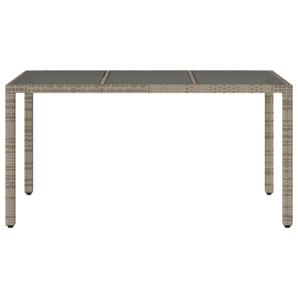 vidaXL Garden Table with Glass Top Grey 150x90x75 cm Poly Rattan - 25555
