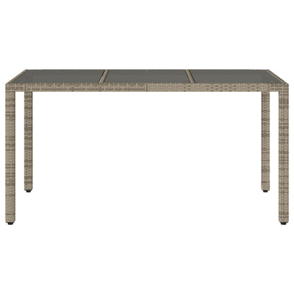 vidaXL Garden Table with Glass Top Grey 150x90x75 cm Poly Rattan - 25555